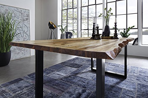 SAM® Massivholz Esszimmertisch Imke aus Akazie 180 cm echte Baumkante naturfarben lackiert