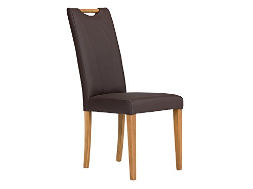 massivum 2er-Set Esszimmer-Stuhl Pennsylvania 46x100x60 cm Bezug Spalt-Leder braun und Gestell Holz massiv Buche lackiert