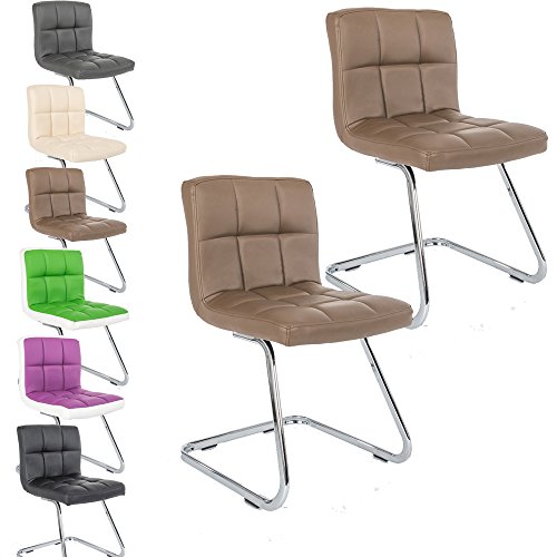 2 x Lounge Stuhl Freischwinger Kunigunde - Konferenzstuhl - Küchenstuhl - viele Farben - Retro Look - Barstuhl - Esszimmerstuhl - Polsterstuhl (Braun)