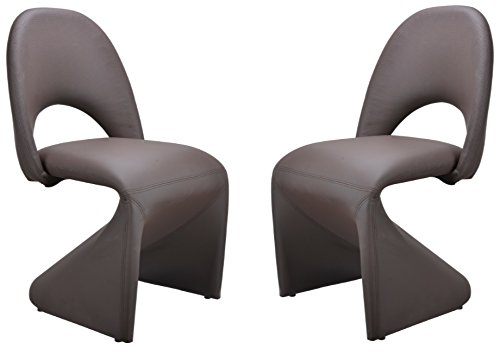 CAVADORE Schwingstuhl 2-er Set LOGAN/2x gepolsterte Esszimmerstühle in modernem Design/Bezug Kunstleder Dunkelbraun/52 x 89 x 55 cm (B x H x T)