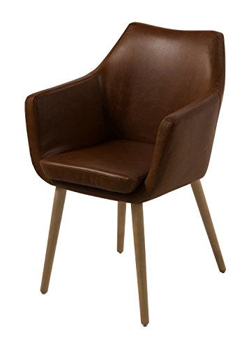 AC Design Furniture 59099 Armstuhl Trine, 58 x 58 x 84 cm, Sitz/Rücken lederlook vintage schokolade PU