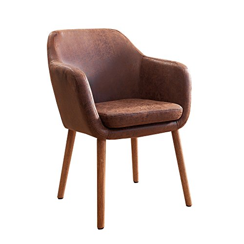 Massiver Design Stuhl SUPREME vintage braun Massivholz Armlehnstuhl Esszimmerstuhl Esszimmer Sessel mit Armlehnen Massivholzbeine