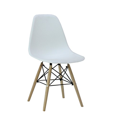 P & N Homewares® Moda Esszimmerstuhl Kunststoff Holz Retro Esszimmer Stühle weiß modernes Möbel