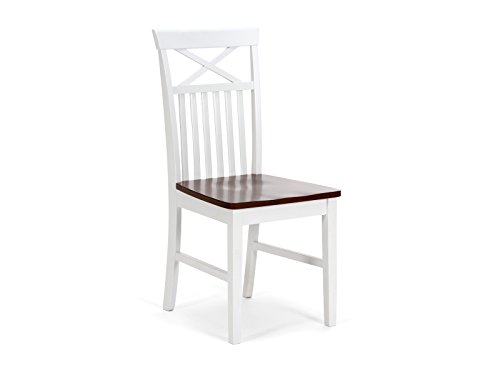 massivum Esszimmer-Stuhl Caprera 42x95x51 cm aus massiven Rubberwood-Holz braun und weiß lackiert