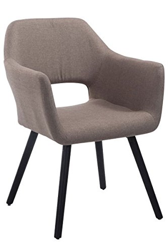 Besucherstuhl, Konferenzstuhl, Wartezimmerstuhl, Esszimmerstuhl, Küchenstuhl, Wohnzimmerstuhl, Wartestuhl, Messestuhl Stoff Holz schwarz/taupe #Auckland