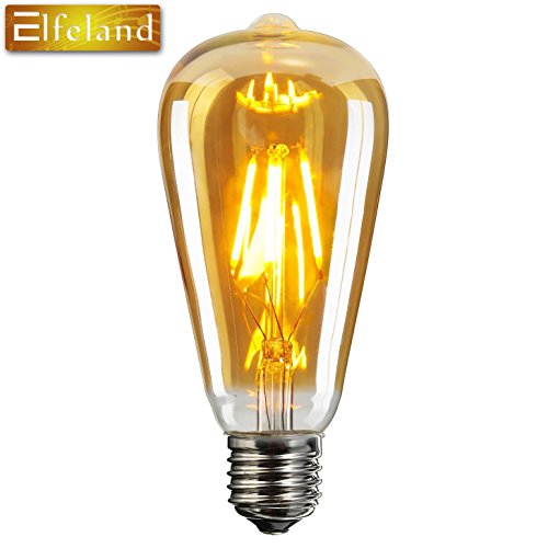 Elfeland Edison LED Globe Glühbirne E27 6W Retro Vintage Industriell Stil Glühbirne Lampe Dimmbar 2200K Squirrel Cage Filament Amber Glas Modell G80 (? 80mm) 3 Pack