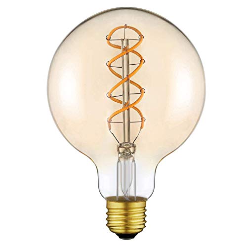 Globus Vintage Edison Glühbirne Groß LED Lampe Birne G125(φ125mm)X mit E27 Sockel Flexibel Filament Dimmbar Warmweiß (2200 Kelvin) 160 Lumen Ersetzt 25 Watt Bernstein [Energieklasse A++] (G125-2 Pack)