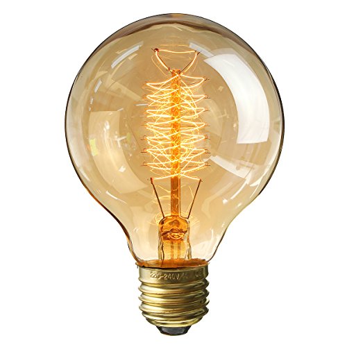 KINGSO Vintage Retro Edison Glühbirne Globe Glühlampe (40W, E27, 220V) Warmweiß Filament Fadenlampe Ideal für Nostalgie und Antik Beleuchtung…