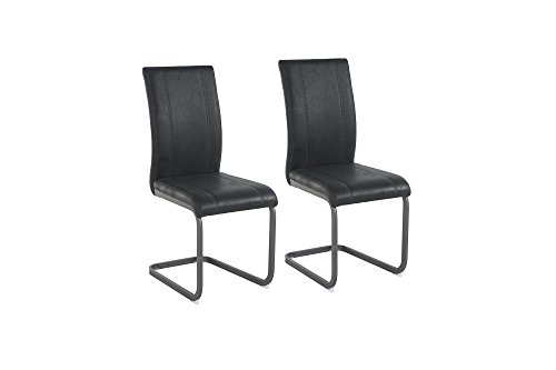 Cavadore Schwingstuhl Set Lilly/Stühle Ohne Armlehne in Modernem Design/Lederimitat/Stuhlset