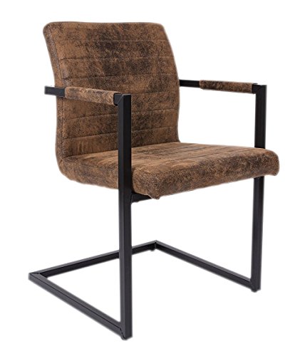 SAM® Esszimmerstuhl Parzivo mit Armlehnen, Stuhl mit Stoffbezug, hoher Komfort, geschwungenes Design, Schwingstuhl mit Fuß aus Eisen, strapazierfähig und Pflegeleicht