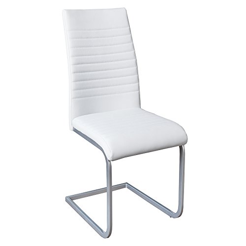 Moderner Freischwinger Stuhl DERBY weiß hochwertig verchromtes Stuhlgestell