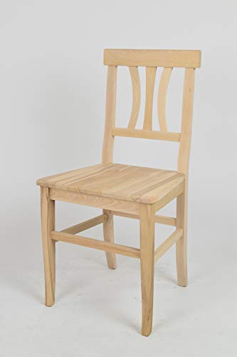 Tommychairs 2er Set Stühle ARTE POVERA klassischen Stils, Robuste Struktur aus poliertem Buchenholz, unbehandelt und 100% natürlich, im natürlichen Farbton und mit Einer Sitzfläche aus echtem Stroh