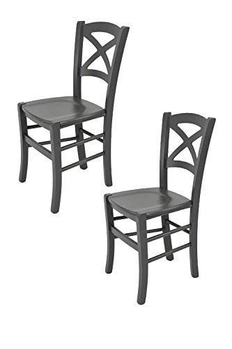 Tommychairs - 2er Set Stühle Cross für Küche und Esszimmer Robuste Struktur aus lackiertem Buchenholz im Farbton Weiss und Sitzfläche aus lackiertem Holz in der Farbe Weiss