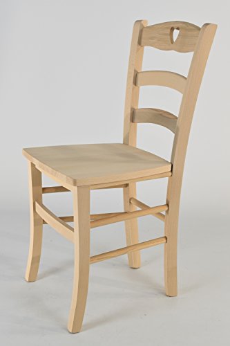 Tommychairs 2er Set Stühle Cuore 38 Struktur aus poliertem Buchenholz, unbehandelt und 100% natürlich, im natürlichen Farbton und mit Einer angelehnten Sitzfläche aus poliertem Holz