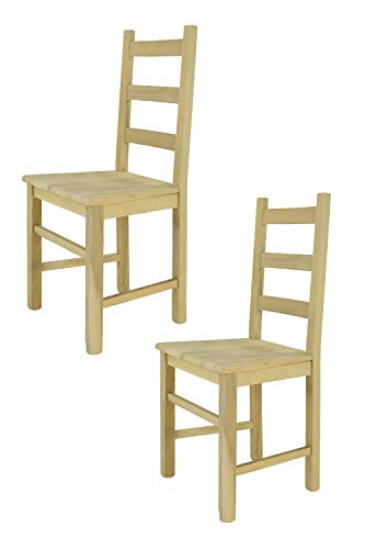 Tommychairs - 2er Set Stühle Rustica im klassischen Stil, Robuste Struktur aus poliertem Buchenholz, unbehandelt und 100% natürlich, im natürlichen Farbton und mit Einer Sitzfläche aus echtem Stroh