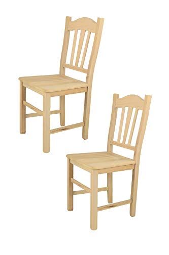 Tommychairs 2er Set Stühle Silvana klassischen Stils, Robuste Struktur aus poliertem Buchenholz, unbehandelt und 100% natürlich, im natürlichen Farbton und mit Einer Sitzfläche aus echtem Stroh