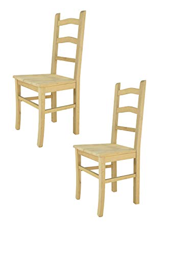 Tommychairs 2er Set Stühle Tiziana klassischen Stils, Robuste Struktur aus poliertem Buchenholz unbehandelt und 100% natürlich, im natürlichen Farbton und mit Einer Sitzfläche aus echtem Stroh