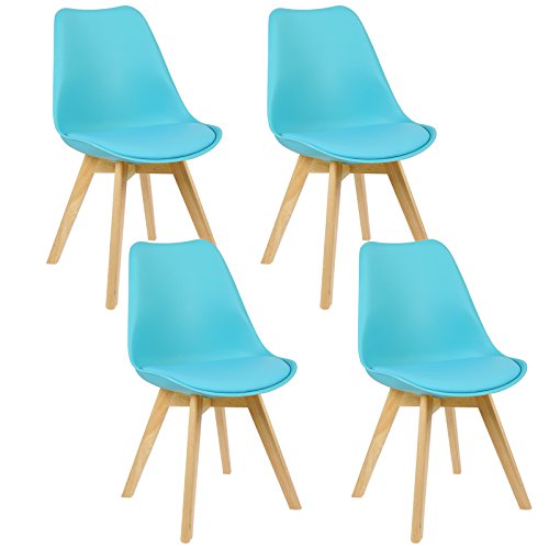WOLTU® 4er Set Esszimmerstühle Küchenstuhl Design Stuhl Esszimmerstuhl Kunstleder Holz BH29-4