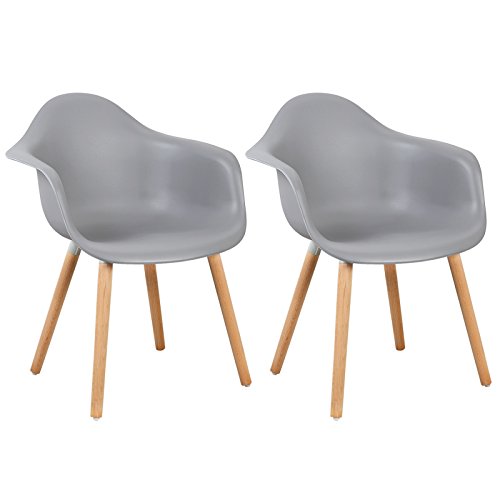 WOLTU® #980 Esszimmerstühle 2er Set Esszimmerstuhl mit Lehne Design Stuhl Küchenstuhl Holz Kunststoff