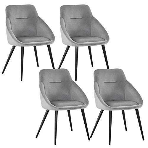 WOLTU 4 x Esszimmerstühle 4er Set Esszimmerstuhl Küchenstuhl Polsterstuhl Design Stuhl mit Armlehne, mit Sitzfläche aus Samt, Gestell aus Metall, BH177-4