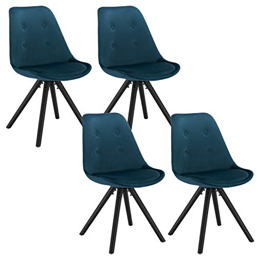 WOLTU® BH54-4 4 x Esszimmerstühle 4er Set Esszimmerstuhl, Sitzfläche aus Leinen/Samt, Design Stuhl, Küchenstuhl, Holzgestell