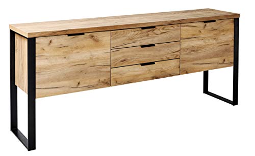 Amazon Marke - Movian Ems - Sideboard mit 2 Türen und 3 Schubladen, 180 x 39,5 x 76,2 cm, Kerneiche-Effekt