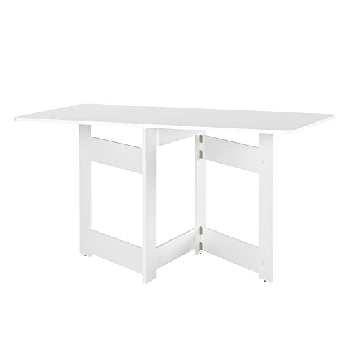 Esstisch Small ausklappbar, sehr kompakt,Tisch klappbar, Klapptisch extrem platzsparend, mit abgerundeten Ecken (weiß)